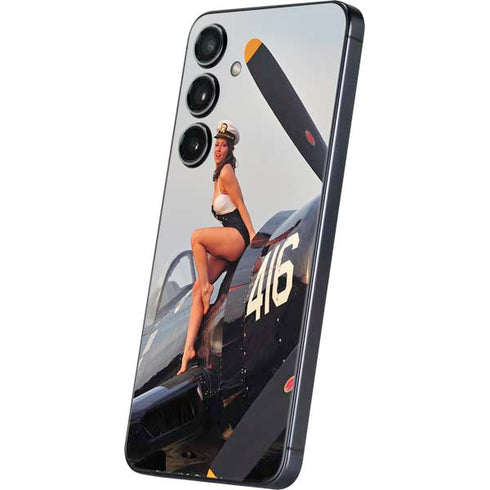 1940s Navy Pin-Up Girl On Corsair Fighter Plane Galaxy A16 5G Skin